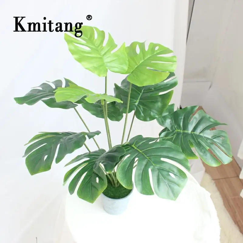 

73cm Fake Tree Turtle Leaves Bouquet Real Touch Artificial Plant Monstera Tropical Palm Foliag For Room Jungle Party Decor