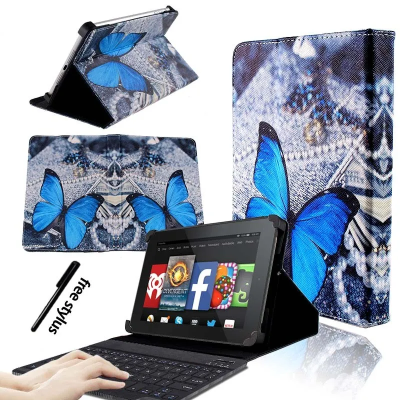 KK&LL для Amazon Fire HD 8(6th/7th/8th Gen, выпуск)-кожаный чехол-книжка для планшета+ bluetooth-клавиатура