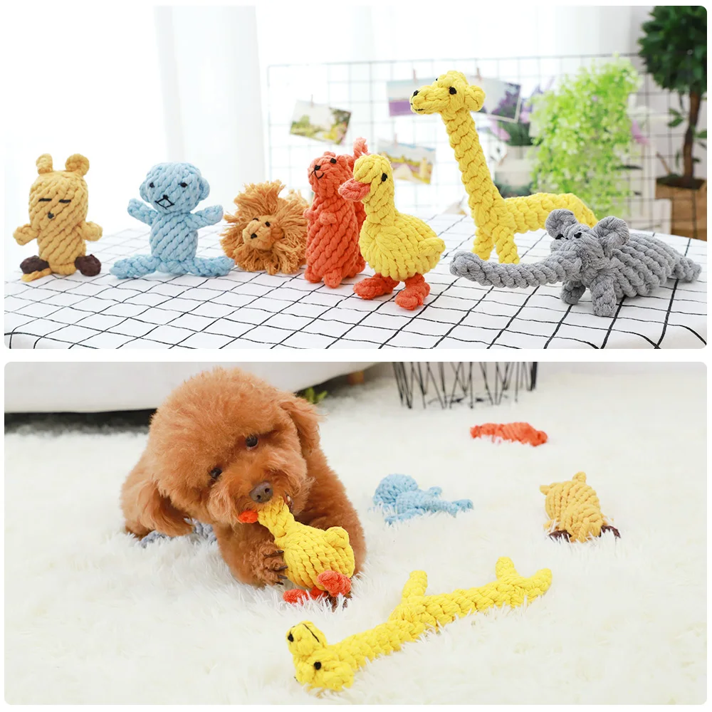 HOOPET Pet Soft Dog Toys Animal Design Cotton Dogs Rope Toy Durable Cotton Chew Training Teething Toys for Small Medium Puppy