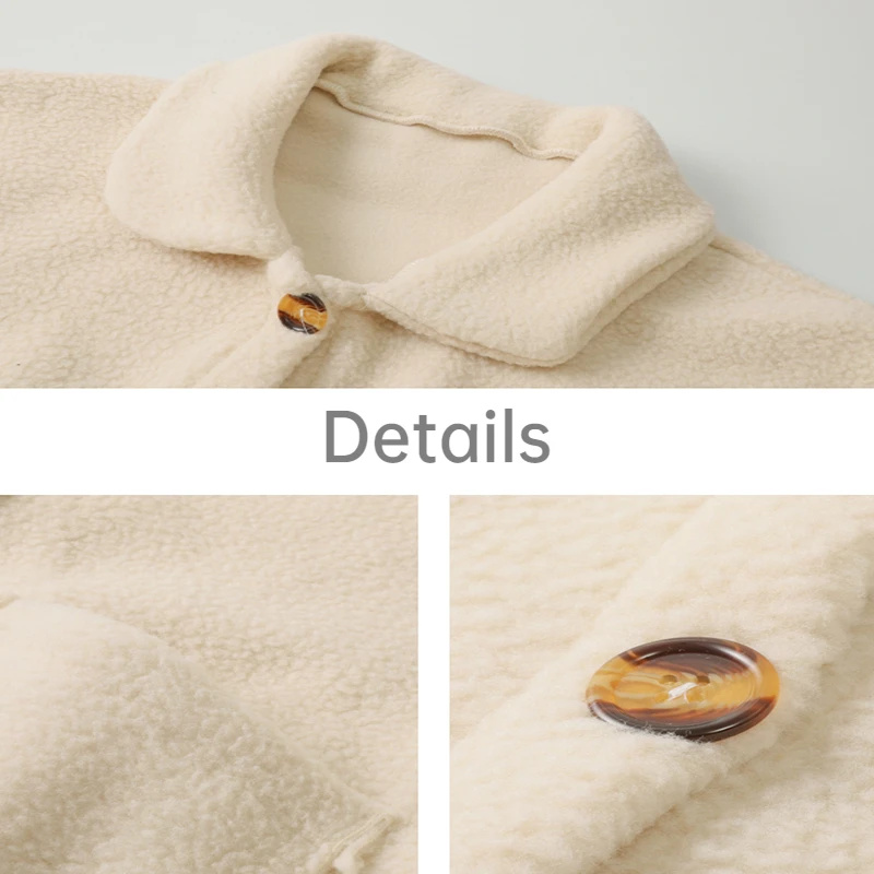 Женская однобортная куртка из овечьей шерсти с длинным рукавом | одежда