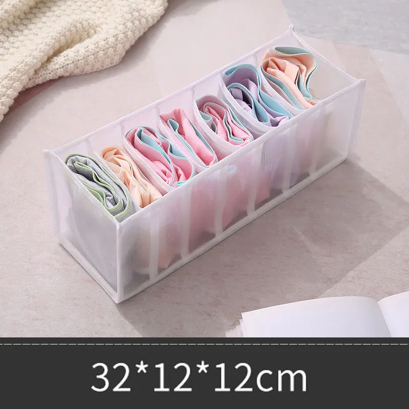 

Household Solid Color Storage Box Folding Socks Bra Underwear Storage Bag Multiple Grids Best Price