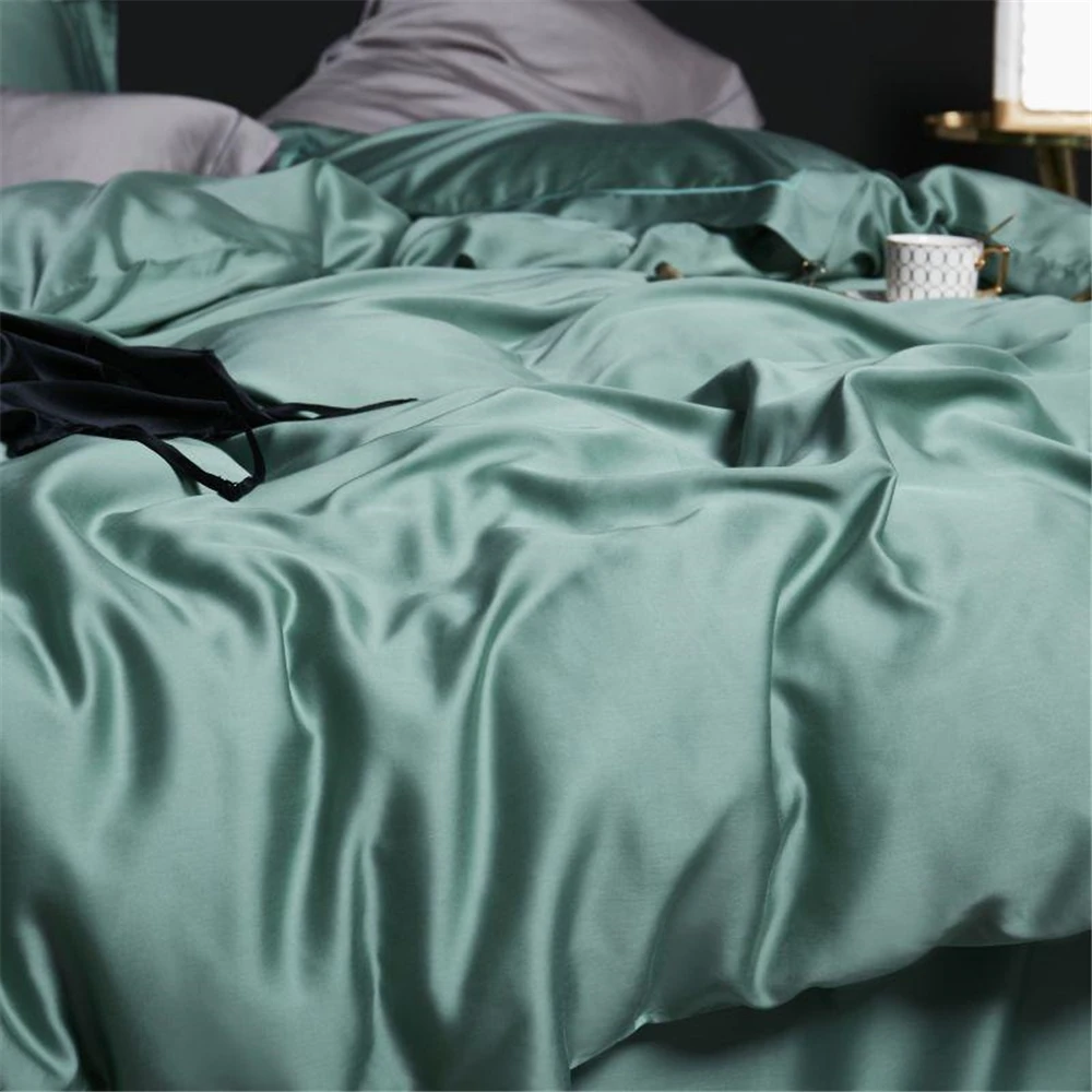 

SlowDream Beauty 100% Silk Bedding Set Best For Skin Care Duvet Cover Pillwocase Queen King Flat Sheet For Women Men Kid Bed Set