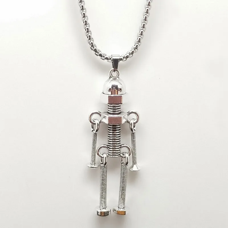 Мужское ожерелье трендовые винты в стиле хип хоп кулон робот прилив Студенческая