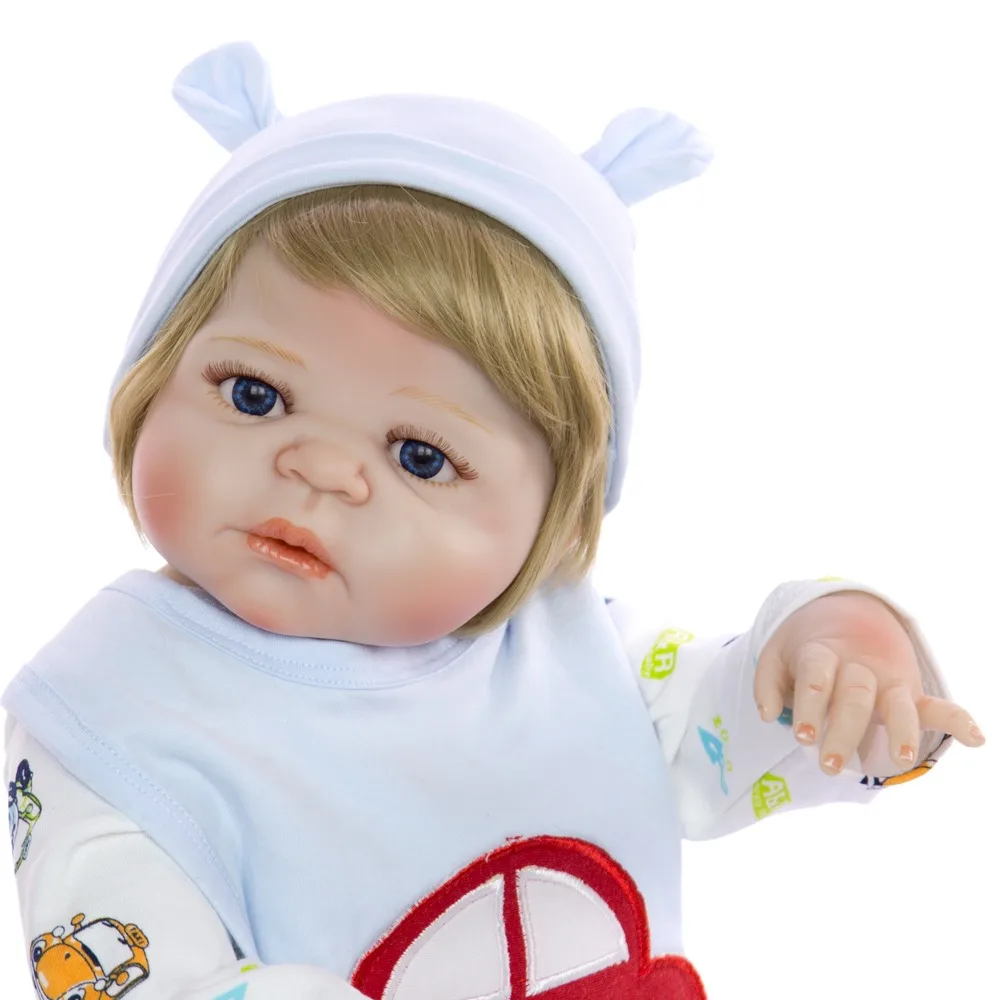 55 см мальчик Кукла Reborn полный Силиконовый младенец голубые глаза кукла реалистичный живой малыш куклы Рождественский подарок на день рождения игрушка для купания