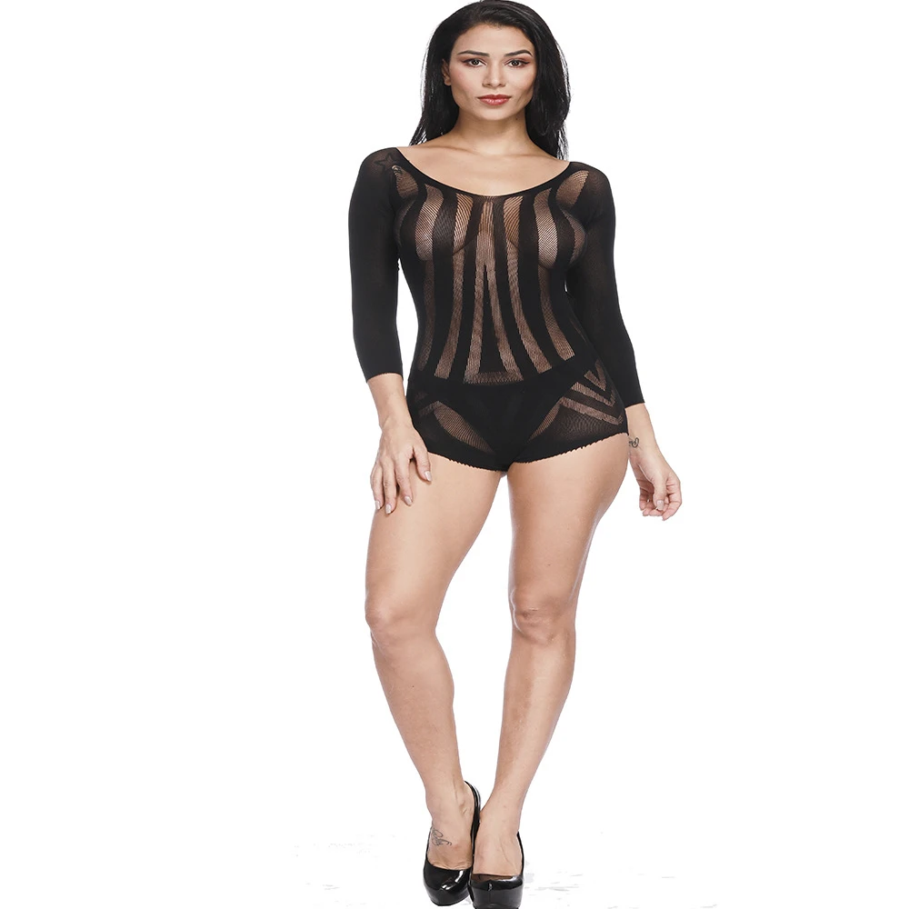Женский прозрачный сетчатый комбидресс черный комбинезон с открытой спиной