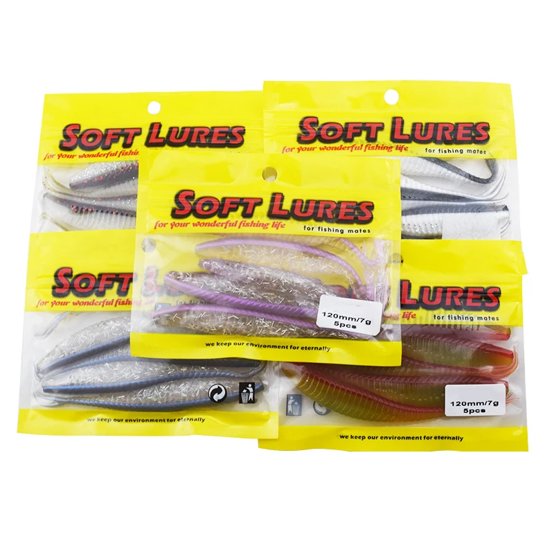 5pcs/lot Floating water Soft Fishing Lure 12cm 7g Wobblers Crankbait Pesca Carp Fishing Shine Bait Swimbaits Split Tail