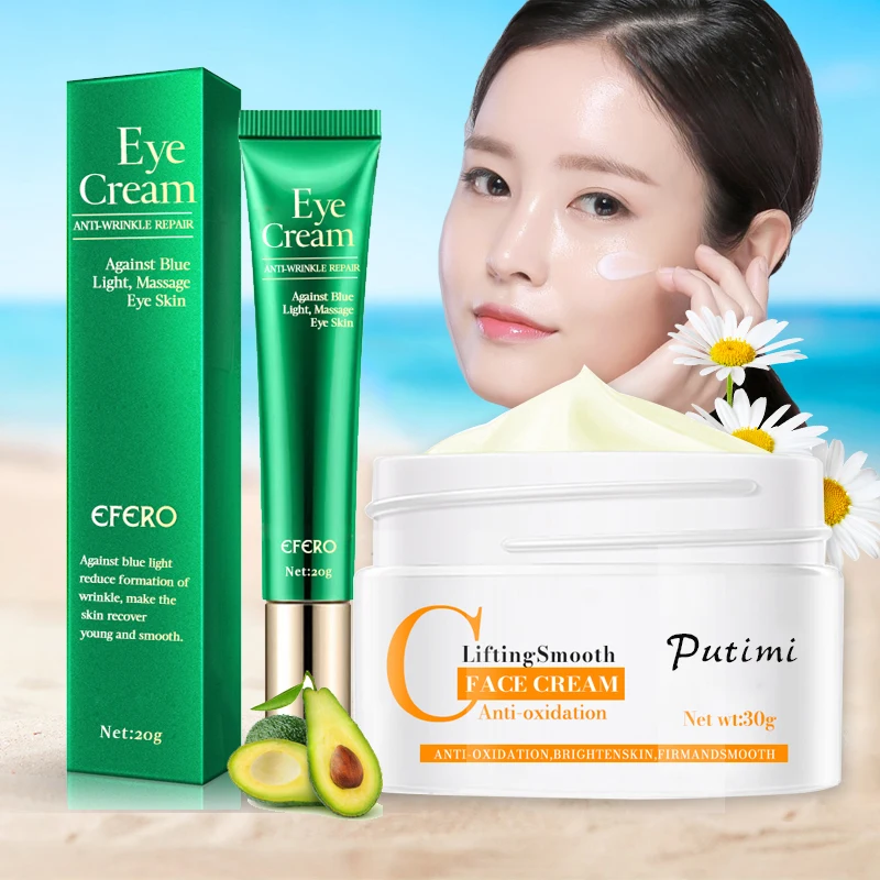 

1PCS Face Cream Anti Aging Whitening Skin Care Firming and Lifting Face Cream +1PCS Collagen Eye Cream Eye Bags Removal Wrinkles