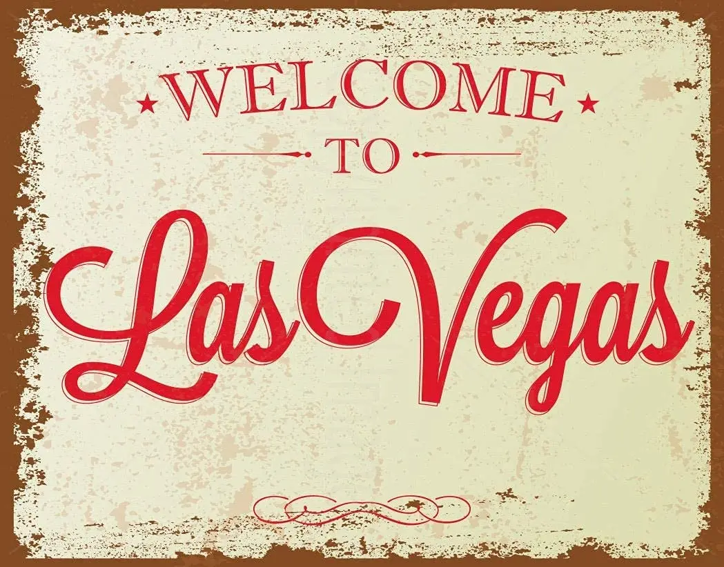 

Metal Signs Tin Warning Sign Vintage Retro Wall Decor Rustic Welcome to Las Vegas Large Tin Sign For Cafe Bar Home