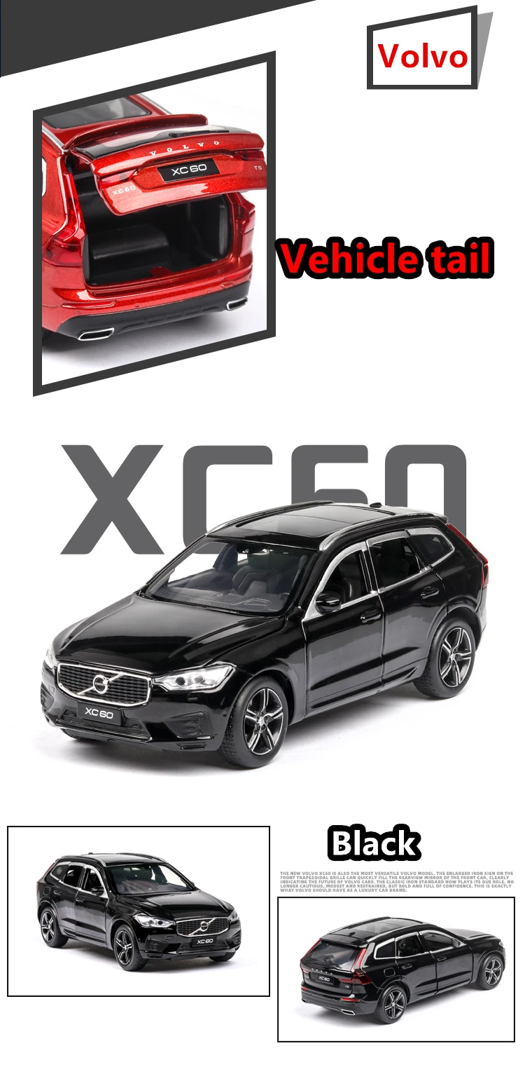 1:32 Volvo xc60 внедорожник симулятор звук и светильник игрушка модель автомобиля коллекция подарок Выдвижной Автомобиль