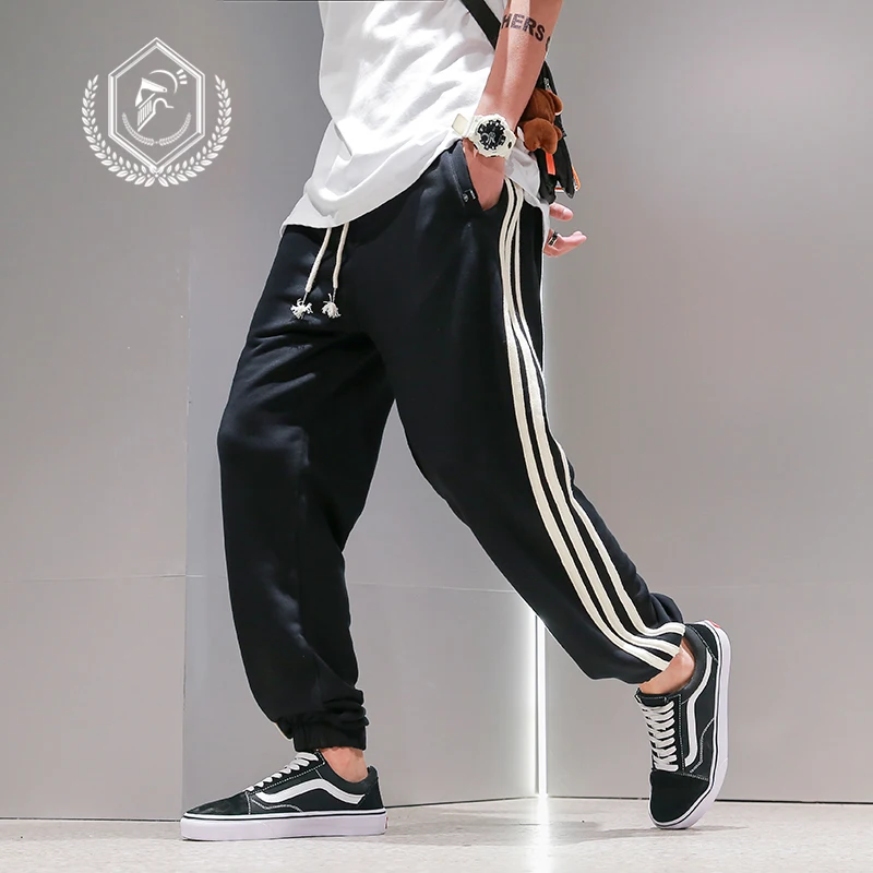 

Мужские свободные полосатые спортивные штаны, Модные шаровары для бега, штаны до щиколотки, штаны в стиле хип-хоп