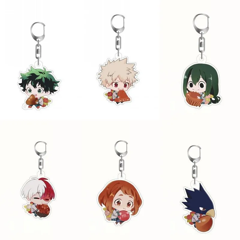 Fashion Anime My Hero Academia Keychain Acrylic Figure Cosplay Keyrings Kawaii Bag Key Chains Pendant Fans Collection Prop Gifts