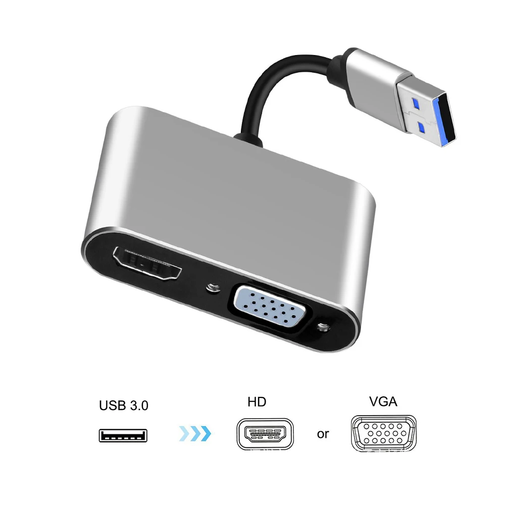 USB 3 0 к HDMI совместимым VGA 1080P 2 в 1 концентратор конвертер для ноутбука HDTV проекторы