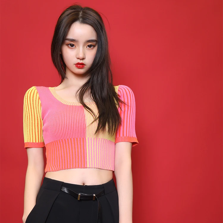 Женский трикотажный сексуальный укороченный Топ для женщин 2020 летний