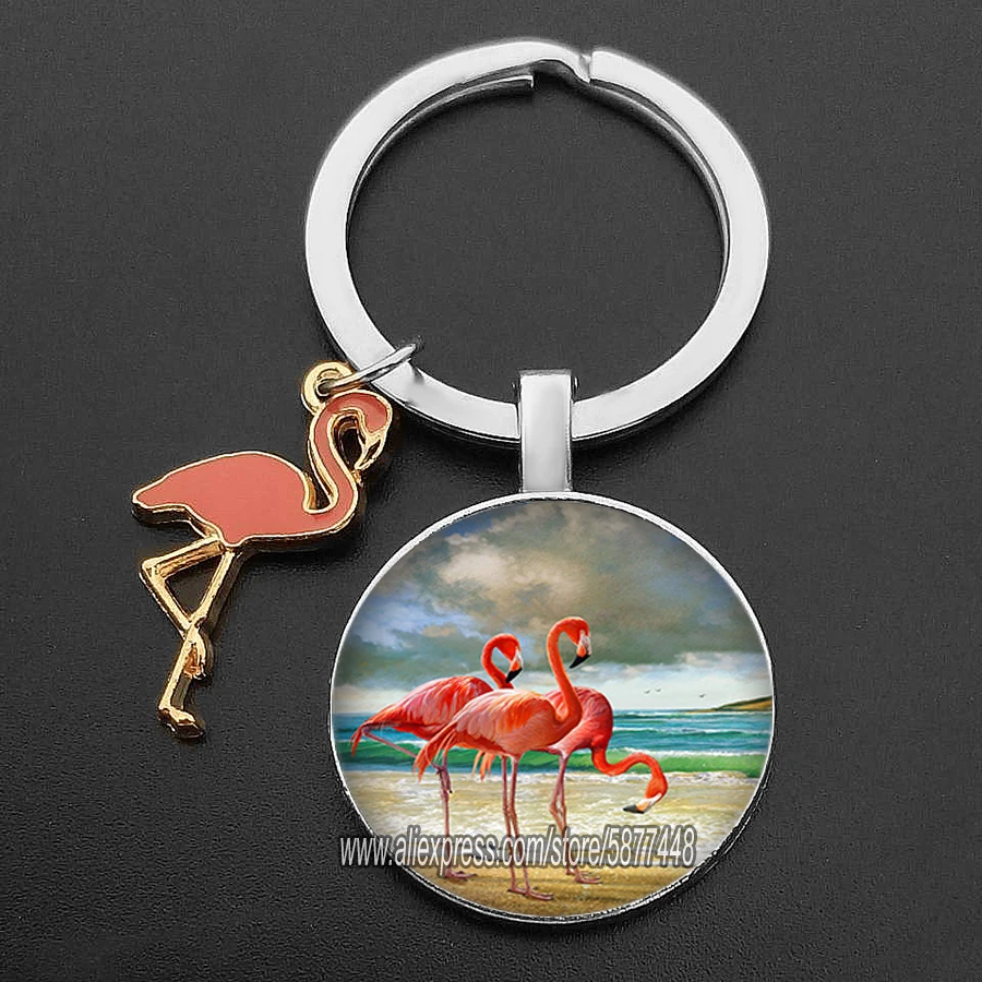 

Cute Pink Flamingo Women Keychain Lovely Anime Swan Car Key Ring Holder Bag Charm Pendant Best Friend Accessories Gift