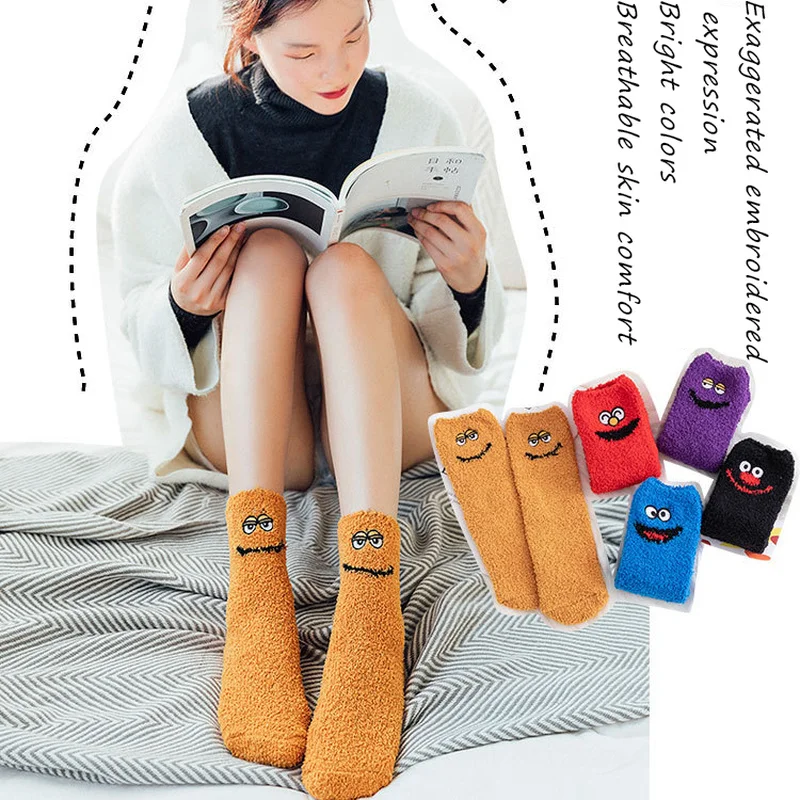 

Harajuku Christmas Socks Lady's fluffy socks fluffy sleep socks pink socks coral down winter socks