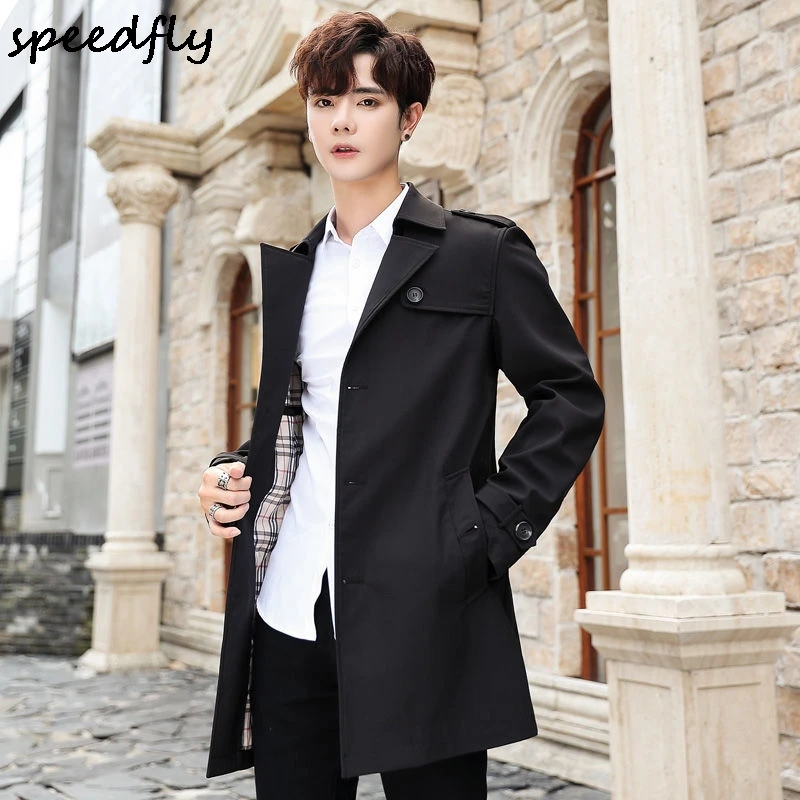 

New Men's Woolen Coats Thick Jackets Warm Loose Trench Male Casual Japnese Style Windbreaker Mid Length Streetwear