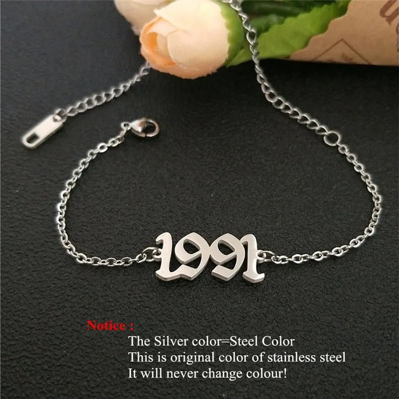 От 1991 до 2000, ножные браслеты для детей с датой рождения и цифрами в английском стиле, женский браслет BFF, ювелирные изделия, Tobilleras Pulsera Para Tobillo