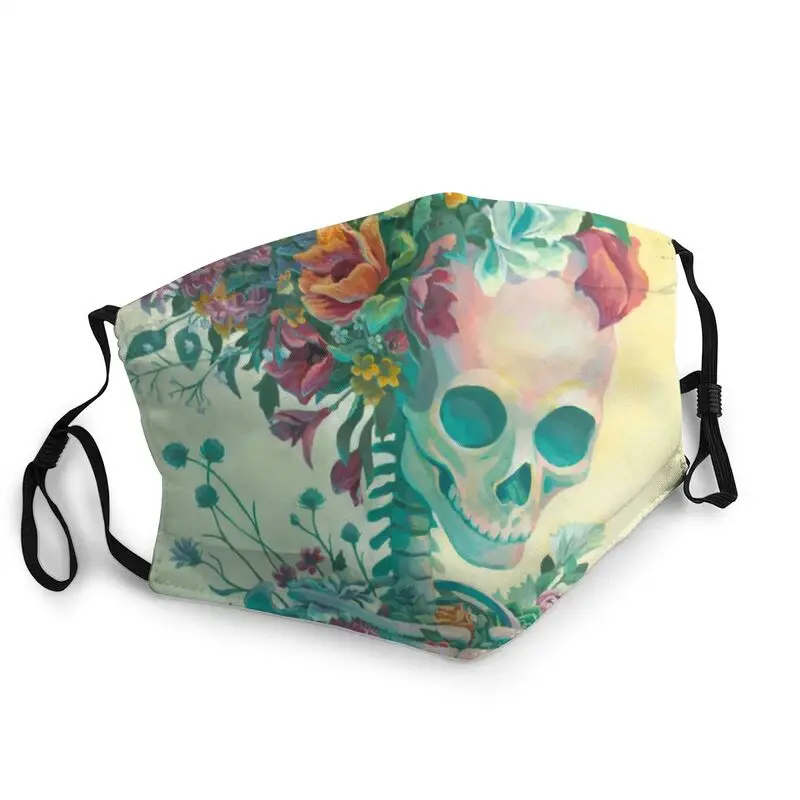 

Многоразовая маска для лица с цветами, скелетом, черепом, для взрослых, пылезащитный чехол, респиратор, маска для рта