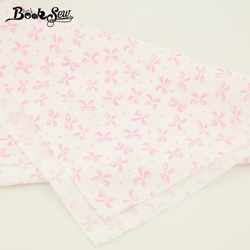 Booksew розовый бант дизайн хлопчатобумажная ткань для шитья DIY куклы Telas белая стеганая простая ткань для пэчворка Скрапбукинг