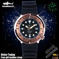 heimdallr mens tuna diving watch rose golden plated case sapphire 200m water resistance japan nh35a automatic movement watches