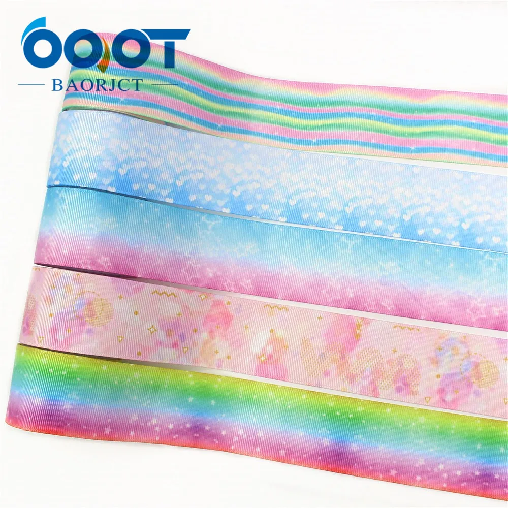

OOOT BAORJCT I-19906-2109,38mm,10yards Colorful gradient Starry sky Printed grosgrain Ribbons,Clothing bow cap DIY decorations