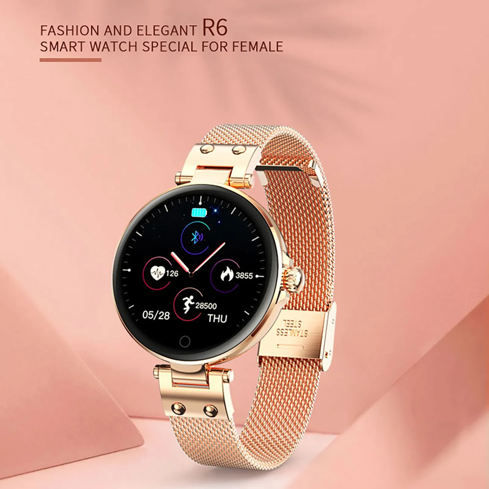 Женские умные часы R6 с измерением температуры тела калорий пульсометром