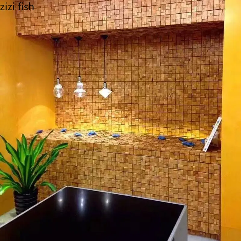 Мозаичная плитка из массива дерева фоновая декорация для телевизора обои