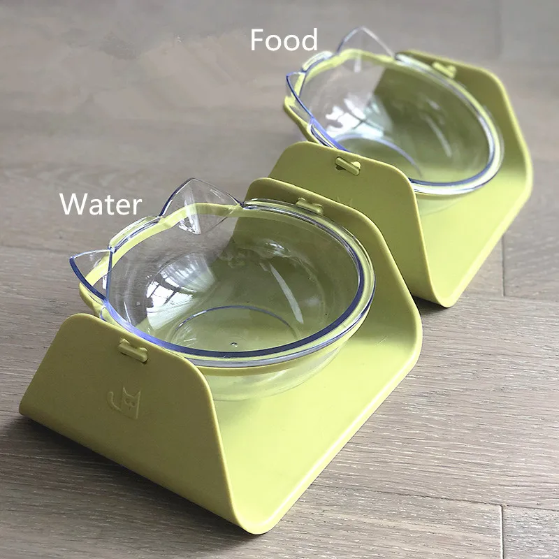 Для домашних животных Регулируемая косая двойная кошачья собачья миска для | Дом