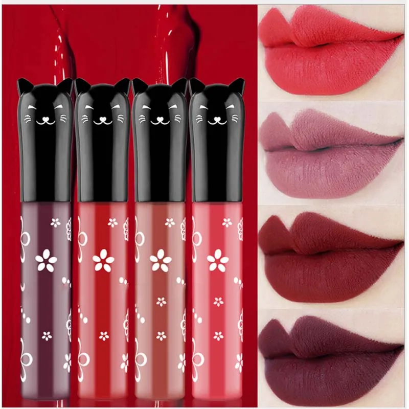 12 цветов водостойкая Матовая жидкая губная помада стойкий Красный Черный Блеск