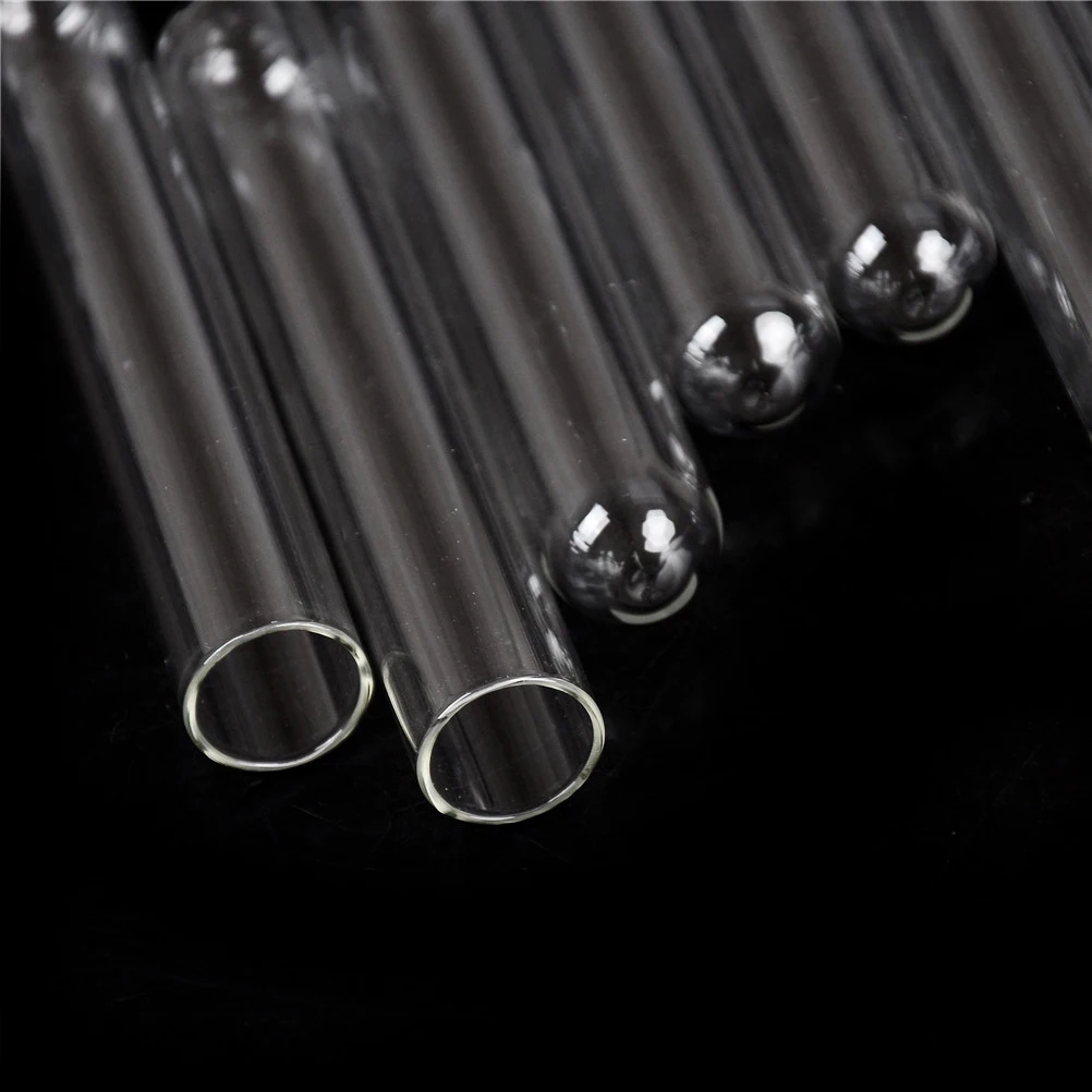 

10pcs Transparent Pyrex Glass 1mm Thick Wall Test Tubes Blowing Fire Polished Ends Test Tube 100mm Length