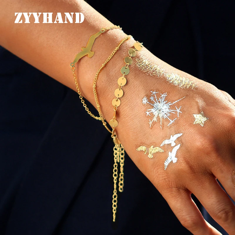 Женский браслет ZYYHAND 3 шт./компл. золотой цвет Морская Чайка удлиненная цепочка