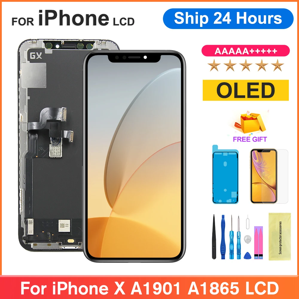 

5.8" Super OLED incell For iPhone X LCD Display With 3D Touch Digitizer Assembly iPhone X OLED GX Screen Replacement Display