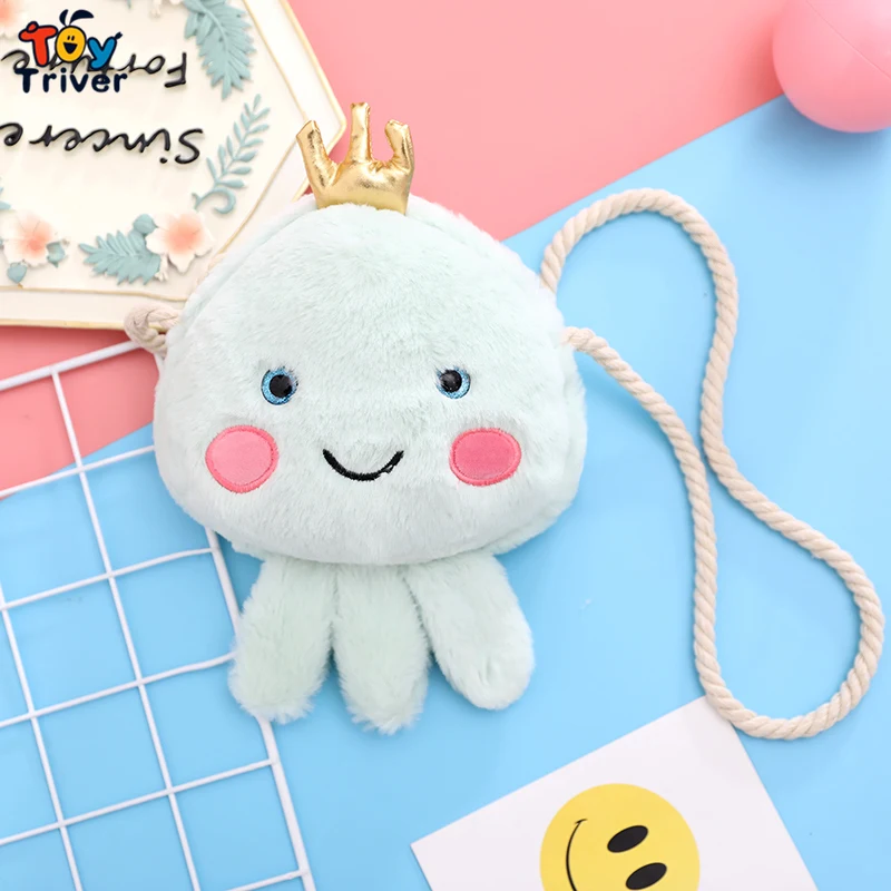 light green Kawaii Медуза сумка на плечо плюшевая игрушка тривер кошелек сумка кошелек косметичка кошелек дети девочка подарок на день рождения - Цвет: light green