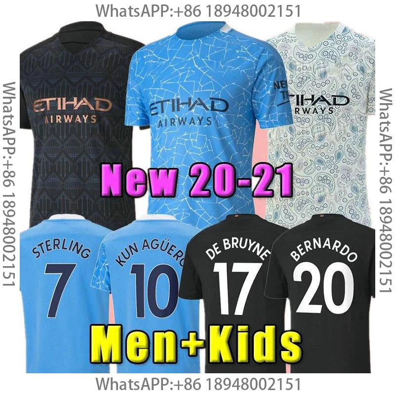

20 21 Manchester City soccer jerseys man JOAO CANCELO football T-shirt RODRIGO STONES DE BRUYNE KUN AGUEERO Adult Men + kids kit