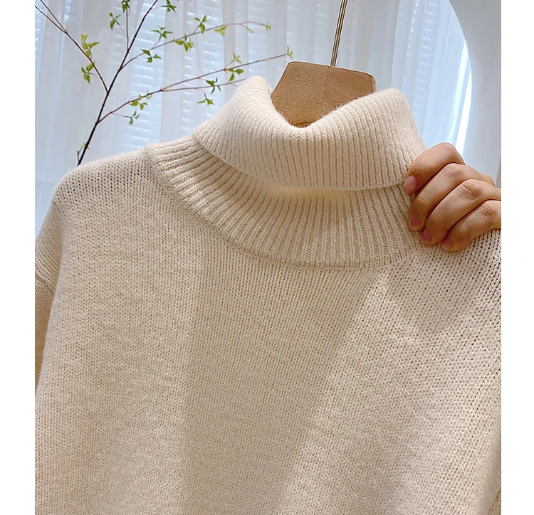 

2020 autumn winter oversize turtlenect thick wool cashmere sweater pullovers women long sleeve female casual big sweater jumper