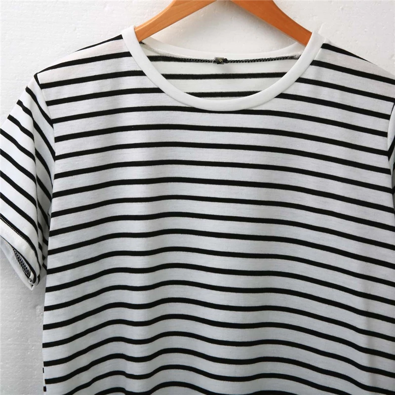 Женская летняя футболка с круглым вырезом и коротким рукавом|striped t shirt|t shirtplus shirt |