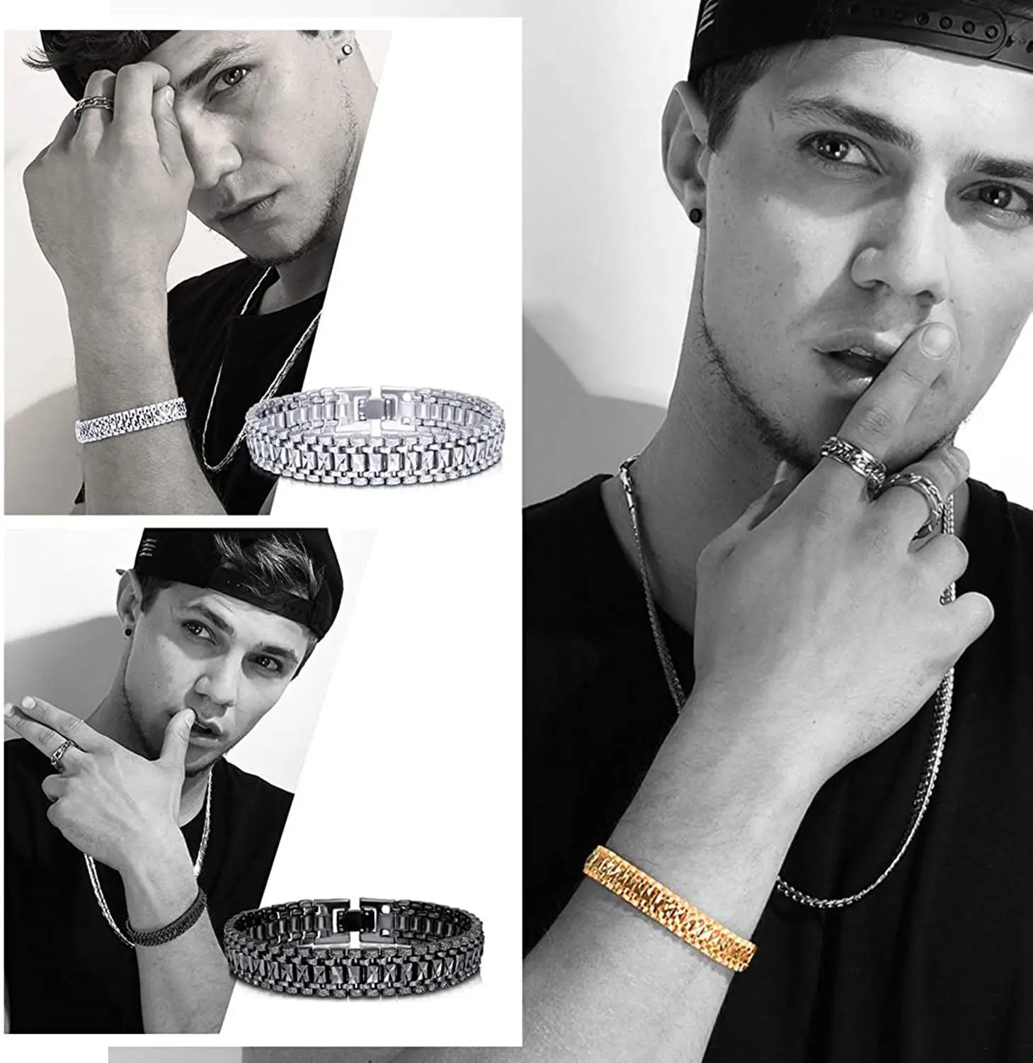 U7 Браслет Мужской Ювелирные Изделия Рок Позолоченный Коренастый Цепи Браслеты