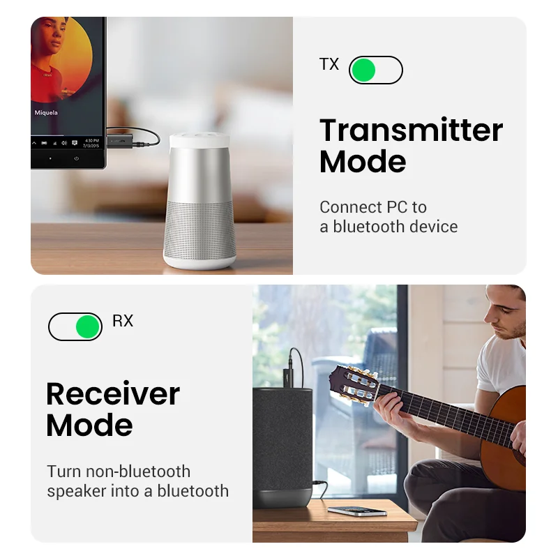 Автомобильный Bluetooth-адаптер UGREEN 2 в 1 Bluetooth 5 стереопередатчик приемник
