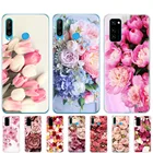 Силиконовый чехол для Huawei Honor 9A, 9C, 20 Lite PRO, V20 view, 30 PRO, для honor 9x premium, бампер, цветок, роза, пион