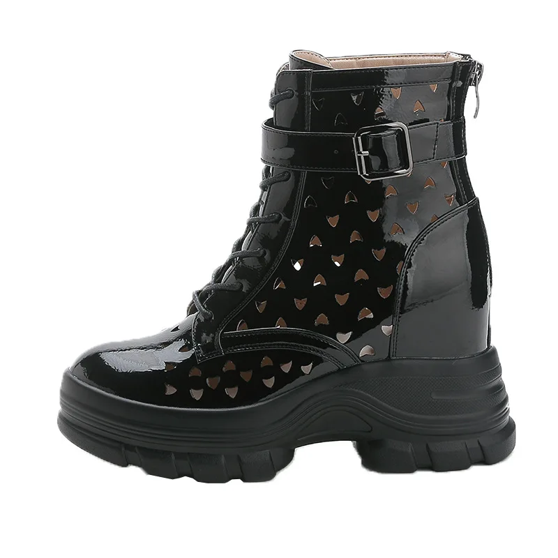 

Fashion Trend Women Booties 2021 New Hollow Out Thick Bottom With Platforms Wedges Heels Short Boots Casual Women Ankle Boots