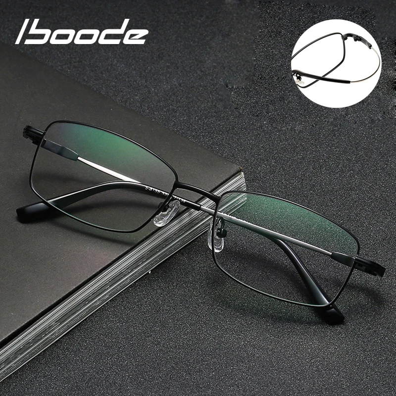 

iboode Design Anti Blue Light Blocking Men Reading Glasses Resin Memory Titanium Alloy Presbyopia Eyewear Lenses +1.0 +1.5 +2.0