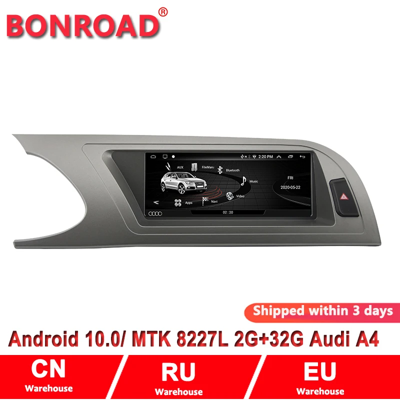

Bonroad 8.8" 2G 32G Touch Screen Car Video Multimedia 2 Din Android 10 Player for A4 A4L 2009-2012 BT GPS Navigation Head Unit