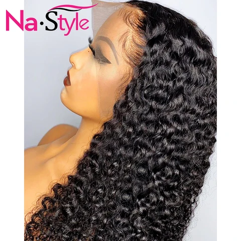 13x4 Синтетические волосы на кружеве парики из натуральных волос для Для женщин вьющиеся парики из натуральных волос на кружевной длинные натуральные волнистые парик человеческих волос для наращивания, 150% Реми человеческие волосы