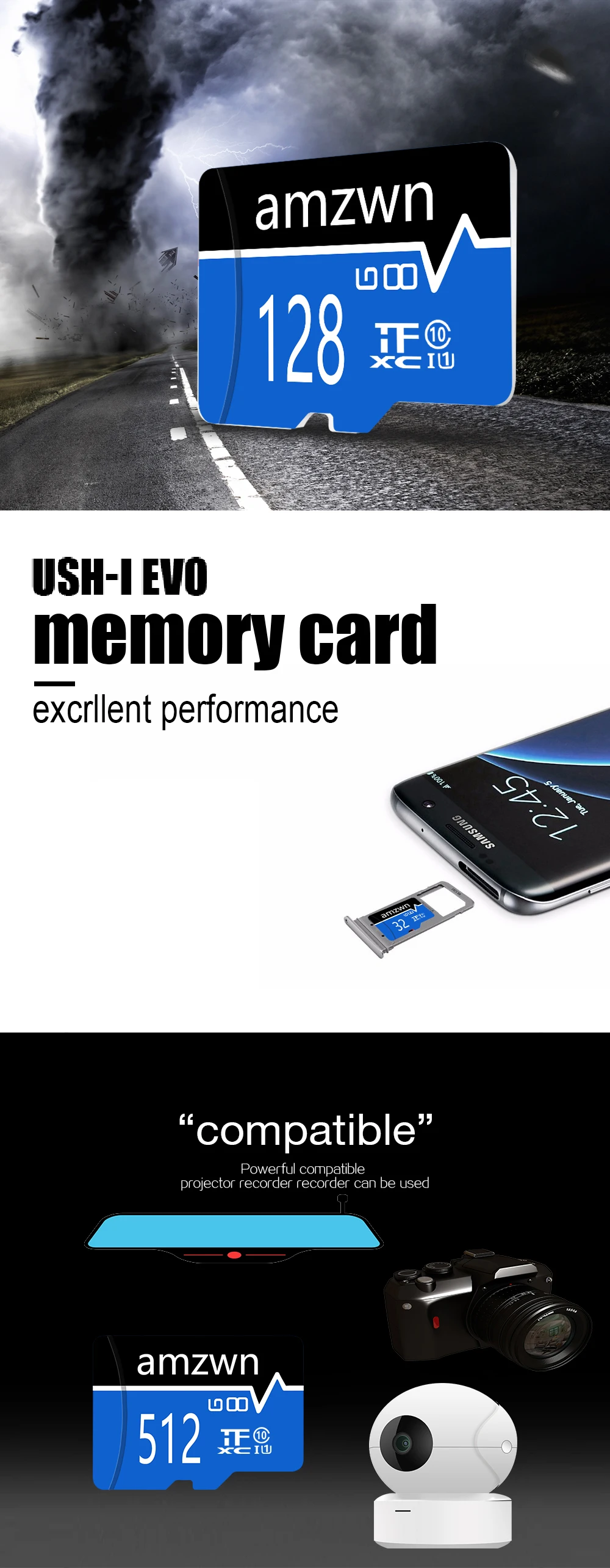 Новая SD карта 32G Smart card A1 C10 V10 64 ГБ памяти 128 256 512 высокоскоростное хранилище|Карты