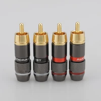 hifi 8pcs rca plug gold plated 6mm male double self locking lotus wire connectors audio adapter