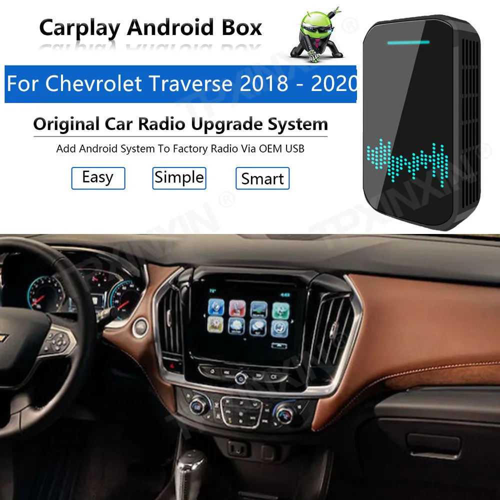 

Обновленное радио Carplay Android Авто Аудио для Chevrolet подачи 2018 + Apple беспроводной AI Box Автомобильный мультимедийный плеер GPS Navi unit