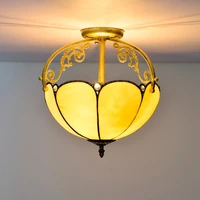 30cm european style warm yellow simple mediterranean multi color glass restaurant bedroom corridor corridor glass ceiling lamp