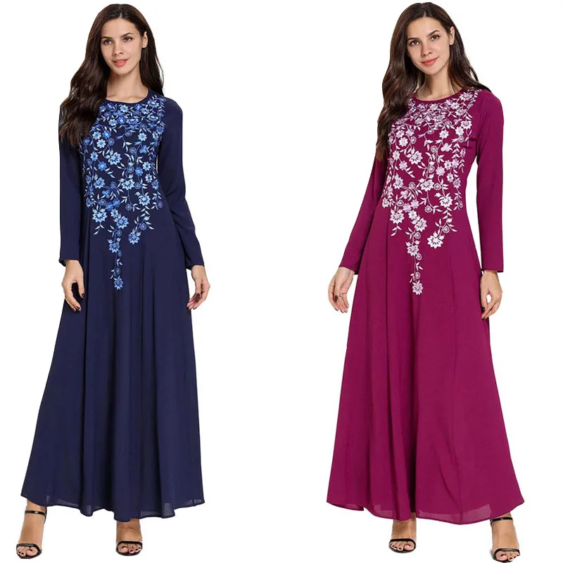 Женское платье большого размера с вышитым рукавом арабское мусульманское