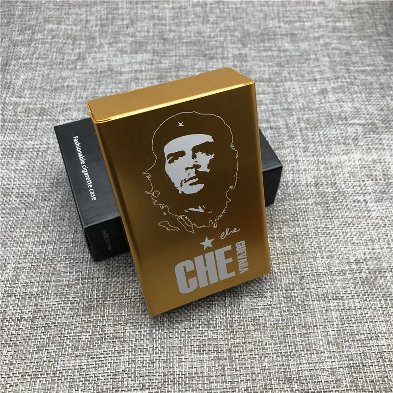 golden Че Гевара Черный Синий Золотой Красный алюминий сплав портсигар Лазерная резная Guevara сигареты коробки курительные Держатели - Цвет: golden