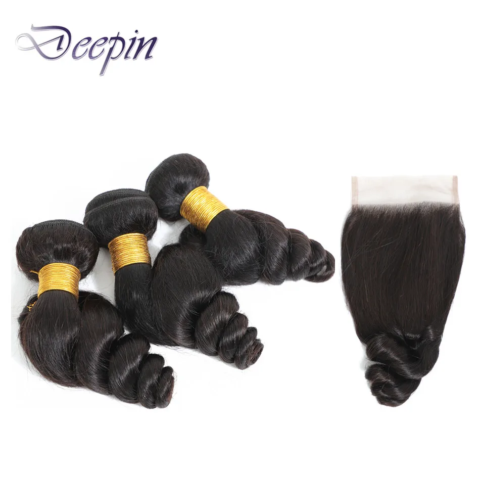 

Deepin Loose Wave Hair Bundles With Closure For Black Women Malaysia Human Hair 3 Bundles With Closure Human Hair Extensions